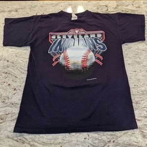 📚🎒🚸✏️ MLB Cleveland Indians Vintage T-shirt Navy Size Large 1996 Shirt Sleeve